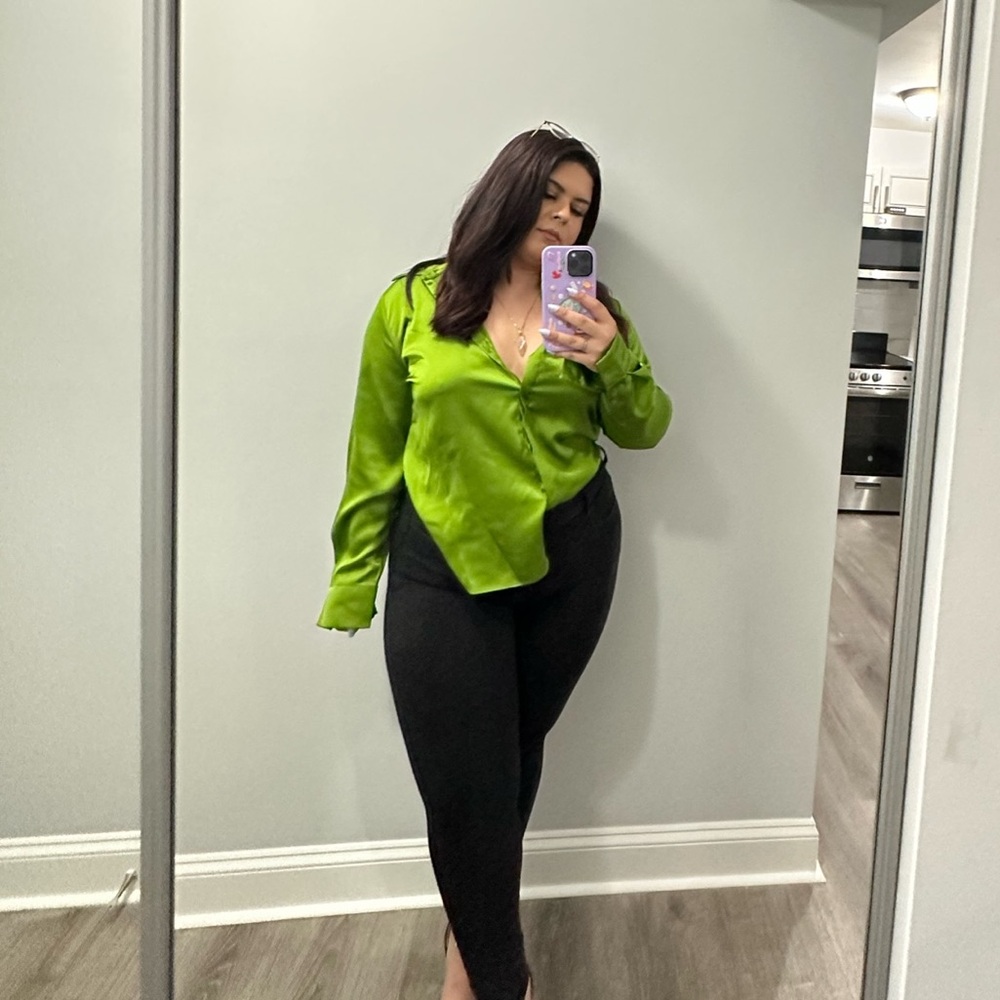 Green Satin Top
